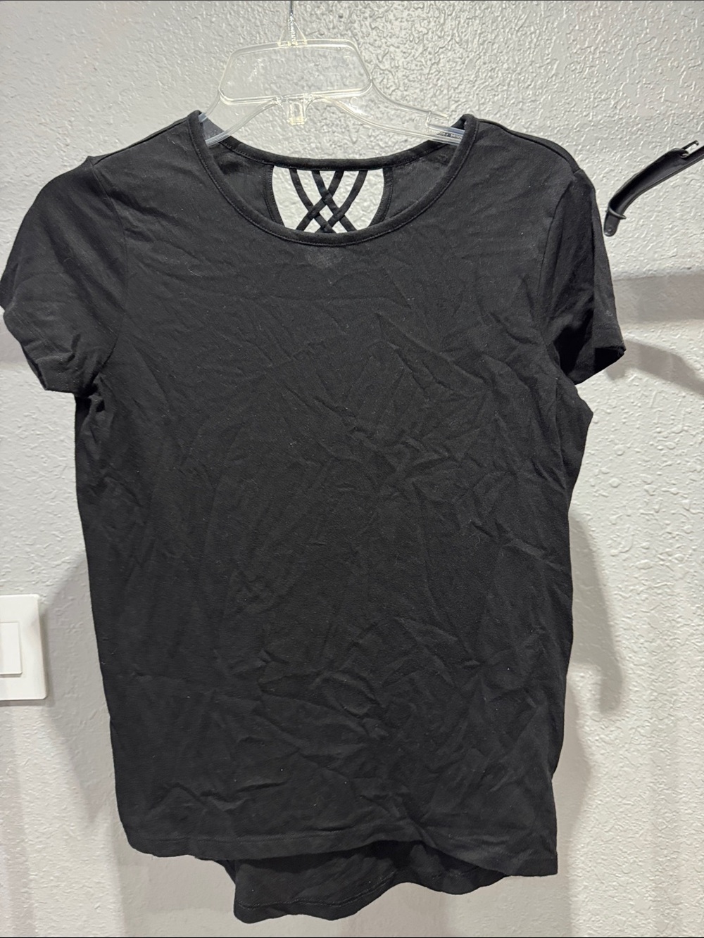 Old Navy Black Short Sleeve Tee with Lattice Back